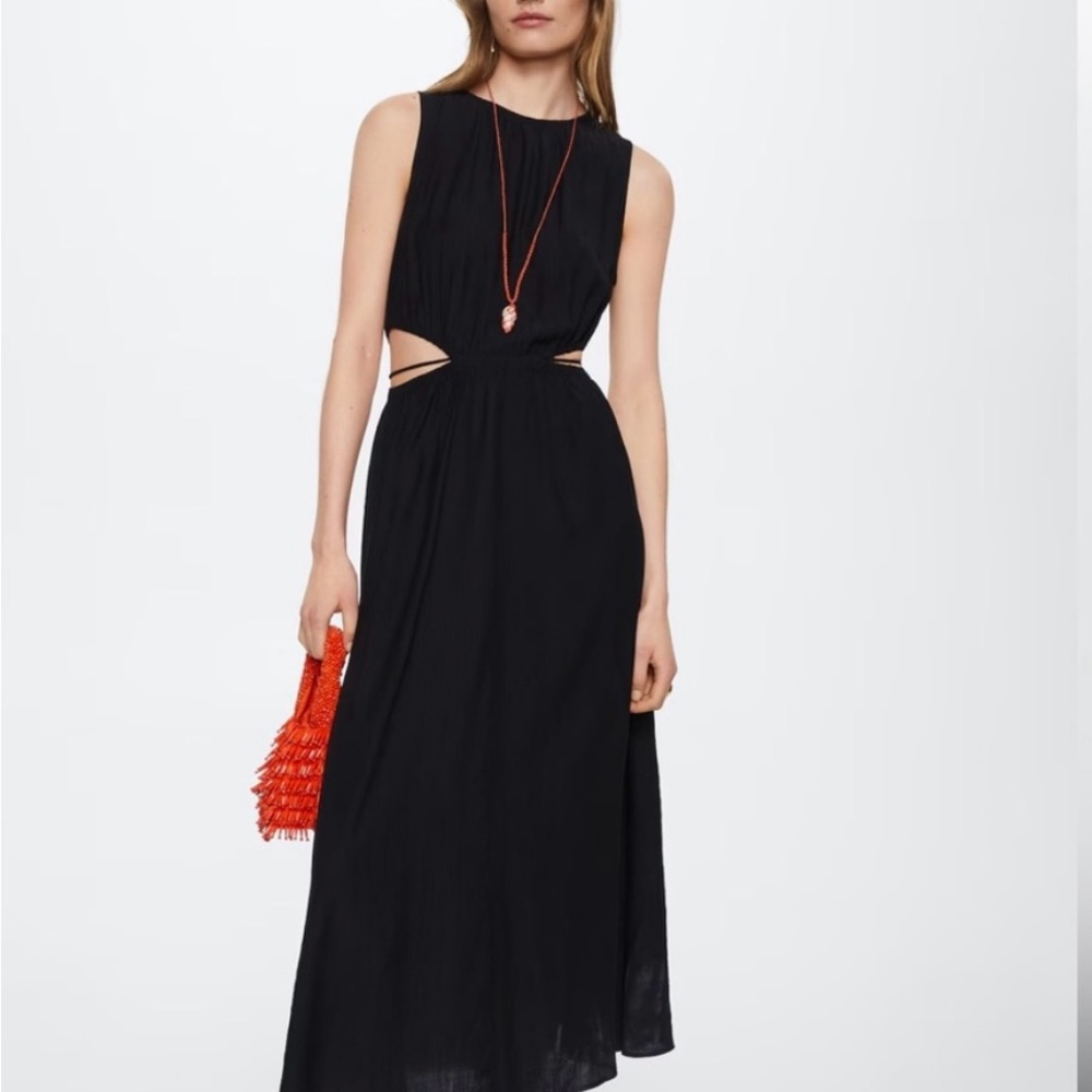 Mango Black Cut Out High-Low Sheath Dress